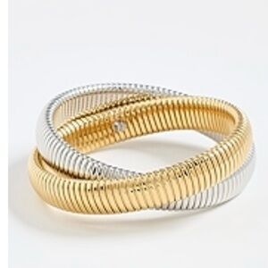 Adina Eden Chunky Two-Tone Double Intertwined Snake Bracelet
